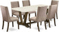 East West Furniture V727FL716-7 7 Piece Dining Room Table Set Consist of a Rectangle Kitchen Table with V-Legs and 6 Dark Khaki Linen Fabric Parson Dining Chairs, 40x72 Inch, Multi-Color