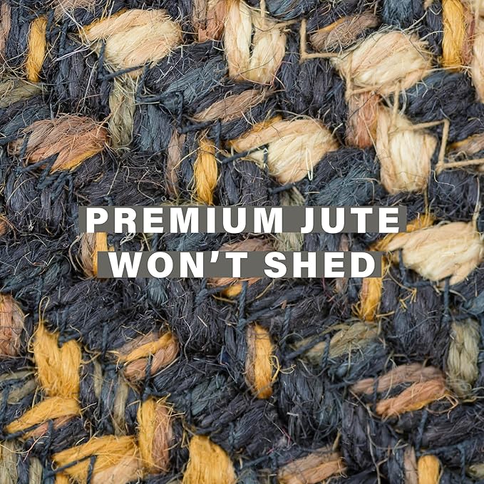 Homespice 27x45” Black Rect. Braided Rug. Kilimanjaro Black Jute Rug. Uses- Entryway, Kitchen Rugs, Bathroom Rugs. Reversible, Rustic, Country, Primitive, Farmhouse Decor Rug