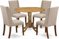 East West Furniture DLFL5-ANA-04 5 Piece Dining Room Furniture Set Includes a Round Dining Table with Dropleaf and 4 Light Tan Linen Fabric Parsons Chairs, 42x42 Inch, Natural