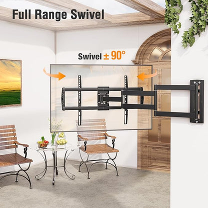 ELIVED Outdoor Long Arm TV Wall Mount for Most 42-75 Inch TVs, 37.9 Inch Long Extension Corner TV Mount, Weatherproof Full Motion tv Bracket Anti-Rust for Patio, Holds 99 lbs. Max VESA 600x400mm