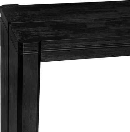 X02EL-2C6-35 - 6-piece Dining Table Set a Dining Table with a coffee Table and 2 wooden Benches and 2 Doeskin Linen Fabric kitchen Chair, 39x120 Inch, Wire Brushed Black