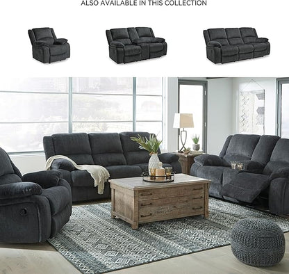 Signature Design by Ashley Draycoll Contemporary Double Reclining Manual Loveseat with Center Console, Dark Gray