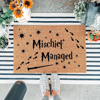 Funny Coir Doormat Magical Fantasy Front Door Mat Entryway Indoor and Outdoor Mat with Heavy Duty Front Porch Decor Welcome Mats for Entrance Way Decor Natural Coconut Thick Brown Mat 23.7x15.7 inch