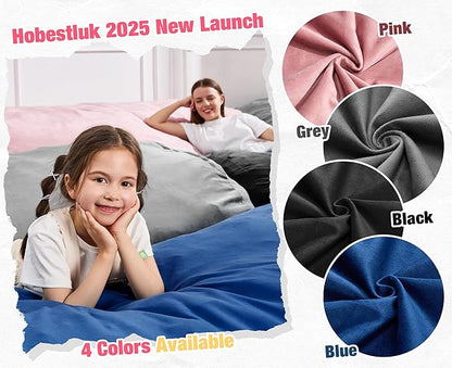 Hobestluk 5FT Bean Bag Chair Large Beanbag Lounger with Removable Cover Adult Bean Bag Chair with Portable Handle Desgin for Living Room Bedroom (Blue, 5FT)