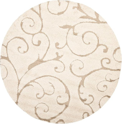 SAFAVIEH Florida Shag Collection Accent Rug - 3'3" x 5'3", Grey, Scroll Design, Non-Shedding & Easy Care, 1.2-inch Thick Ideal for High Traffic Areas in Entryway, Living Room, Bedroom (SG455-8013)