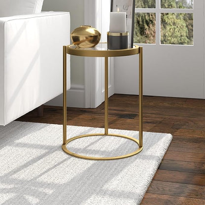 Duxbury 16'' Wide Round Side Table in Brass