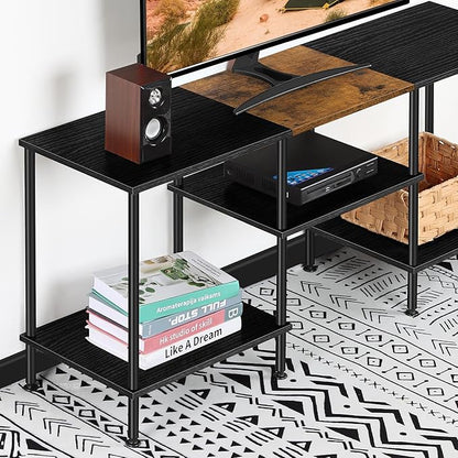 50 Inch TV Stands for Living Room Black Entertainment Center with Storage for 50 43 40 32 Inch TV Console Table for Bedroom Office