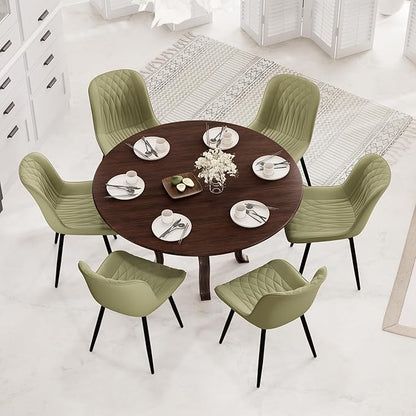 YOUNIKE Dining Chairs Set of 2 with High Back Mid Century Modern Kitchen Dining Room Chairs Faux Leather Upholstered Comfortable Wide Seat Padded Accent Side Chair for Living Room Avocado Green