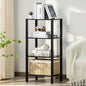 4 Tier Tall Wooden Bookshelf with Storage - Small Bookcase for Small Spaces, Shelf for Living Room, Office, Bedroom, Kitchen - Industrial Modern Black Book Shelf