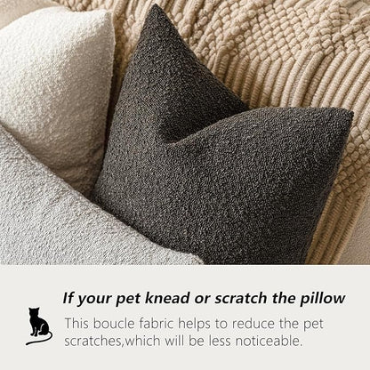 Foindtower Pack of 2 Textured Boucle Throw Pillow Covers Accent Solid Decorative Lumbar Pillow Cases Cozy Couch Cushion Case for Sofa Living Room Home Decor, 12 x 20 Inch,Dark Brown