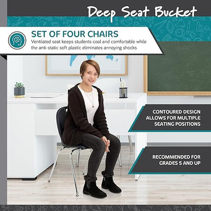Learniture LNT-118-CSW-BK Learniture Structure Series Stackable School Chairs for Classroom, 18" Seat Height, Black, Pack of 4
