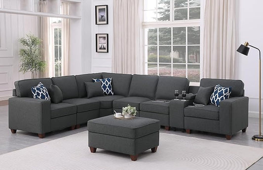 Leio Sectional Modular Sofa with Ottoman for Living Room, Apartment, Bedroom, Office, Dorm