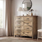 LINSY HOME Updated Dresser for Bedroom with 8 Drawers, Wide Chest of Drawers, Wooden Bedroom Dresser with 1 pcs Fabric Divider Organizer, Storage Organizer for Closet, Living Room, Rustic Oak