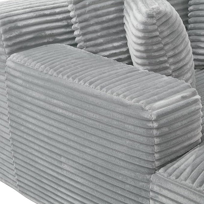 Oversized Chaise Daybed Lounge Sleeper Chair Sofa Bed Indoor, Fluffy Corduroy Upholstered Sleeper Recliner Sofabed Full Foam Boneless Cloud Sofabed W/3 Pillows for Home/Apartment Living Room Bedroom