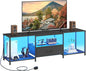TV Stand with LED Lights, Entertainment Center with Open Shelves and Fabric Drawer, Media Console for 75 Inch TV, Television Stands for Living Room, Bedroom, Black
