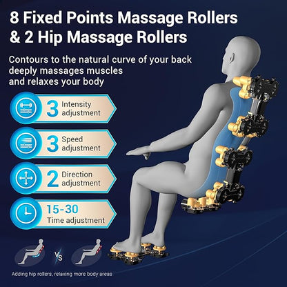 Full Body Zero Gravity Shiatsu Massage Chair with Fully Assembled, LCD Screen, Shortcut Keys, USB Charging Port, Heat, for Loved Ones, Parents, Black