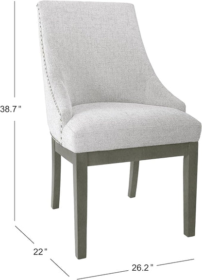 HomePop Home Decor | Upholstered Anywhere Dining Chair | Accent Chairs for Living Room & Bedroom | Decorative Home Furniture - Neutral Textured Solid (Single Pack)