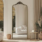 G-LEAF Vintage Baroque Full Length Floor Mirror 75"X30", Victorian Antique Mirror with Brush Black Ornate Metal Frame for Fireplace Entryway Living Room Hallway Bathroom