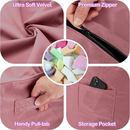 Homguava 3FT Bean Bag Chair: 3' Bean Bags with Memory Foam Filled, Large Beanbag Chairs Soft Sofa with Dutch Velet Cover-Dusty Pink
