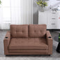 ERYE 3 Fold Tufted Upholstered Futon Sofa Bed Modern Convertible Foldable Floor Loveseat Sofabed with Pull Out Sleeper Couch Daybed W/Cupholders and Pockets for Living Room