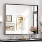 Keonjinn Black Framed Mirror 42 x 36 Inch Bathroom Vanity Mirror for Wall Metal Frame Rectangle Bathroom Mirror Large Farmhouse Mirror Modern Matte Black Mirror for Over Sink(Horizontal/Vertical)