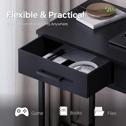 Pamray 32 Inch Small Computer Desk with 2 Drawers for Bedroom Study Writing Home Office Table for Small Spaces Marble
