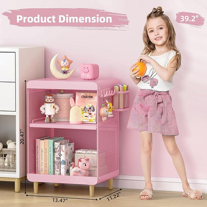 Kids Nightstand,Kids Bedside Table,Teen Girls Night Stand,Toddler Night Stand,End Table for Girls Room Storage,Pink nightstand