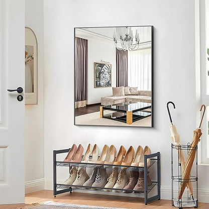 40x48 inch Large Black Bathroom Mirror, Black Rectangle Wall Mirror, Rectangle Mirror for Bathroom Over Sink, Frame Vanity Mirror for Entryway, Living Room, Bedroom, Hangs Horizontally or Vertically