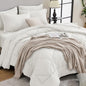 HEVUMYI Ivory Twin-XL Comforter Set - 5-Piece All Season Bed in a Bag Twin-XL, Ultra Soft Bedding Set with Comforter, Flat Sheet, Fitted Sheet, Pillowcases, Pillow Shams