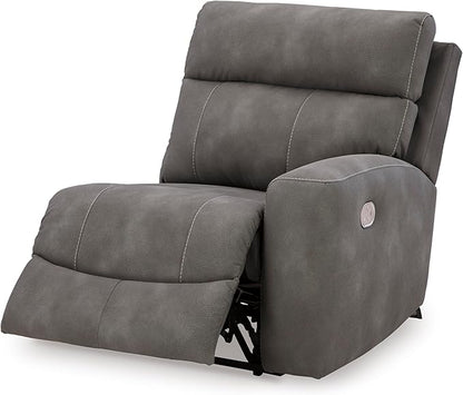 Signature Design by Ashley Next-Gen DuraPella Contemporary Faux Leather Modular Wall Hugger 2-Piece Power Reclining Sectional Loveseat with Adjustable Headrest and USB Ports, Gray