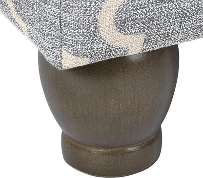 Home Decor | Upholstered MediumRectangular Storage Ottoman | Hinged Lid Ottoman with Storage for Living Room & Bedroom,Gray Geometric