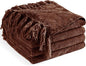 Chenille Throw Blanket for Couch 60"X 80" Twin, Soft Cozy Throws with Fringe Tassel for Bed Sofa Chair Cover, Lightweight Knitted Decorative Boho Blankets for Living Room, Dark Brown