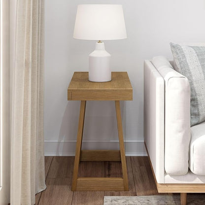Plank+Beam Classic Rectangular Side Table, 25", Slim Side Table for Living Room, Narrow Nightstand for Small Spaces, Wood End Table for Bedroom, Pecan Wirebrush