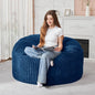 HABUTWAY 3FT Bean Bag Chair, 3' Large Bean Bag Chairs for Adults with Removable Stripe Plush Cover, Memory Foam Beanbag Chair for Living Room Bedroom Dorm (Blue)