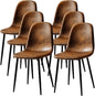 FurnitureR Dining Chairs Set of 6, Fabric Suede Dining Room Side Seating, Kitchen Chairs Mid-Back with Metal Legs for Living Room, Restarant, Cafe, Brown