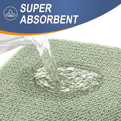 OLANLY Thick Memory Foam Bath Mat Rug 34x21, Extra Soft Absorbent Bathroom Rug, Quick Dry Bath Mats, Non-Slip, Machine Washable Carpet for Bathroom, Tub and Shower, Home Decor Accessories, Sage Green
