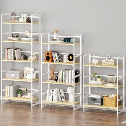 BHG Vintage Multifunctional Folding Bookshelf, No-Assembly Plant Stand Storage Rack Shelves for Home Office (White, 5-Tier)