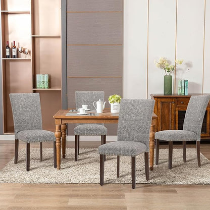COLAMY Upholstered Parsons Dining Chairs Set of 2, Fabric Dining Room Kitchen Side Chair with Nailhead Trim and Wood Legs - Boho