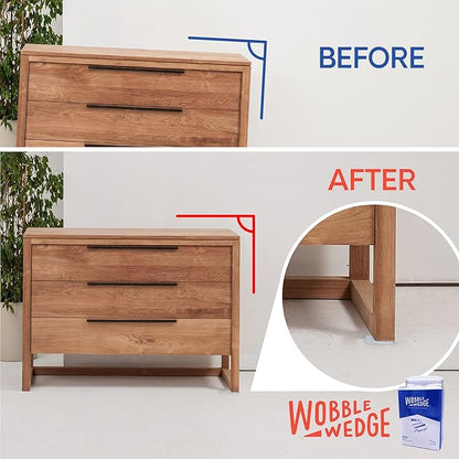 The Original Wobble Wedge Rigid Plastic Shims-MADE IN USA- Heavy-Duty Leveling Wedges for Furniture, Tables, Toilets, Home Improvement & Work Projects-Transparent Plastic Shim, Leveling Feet, 300 Pack