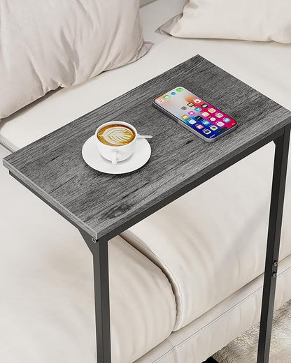 TUTOTAK C Shaped End Table, Small Side Table, 28.7 inch Tall Couch Table, Sofa Table, Living Room, Bed Room, Charcoal Grey TB01BY071
