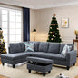 L Shaped Sectional Couch with Otttoman, 97" Sectional Sofa for Living Room Flannel Modular Couches with Cup Holders for Bedroom, Apartments, Dark Grey