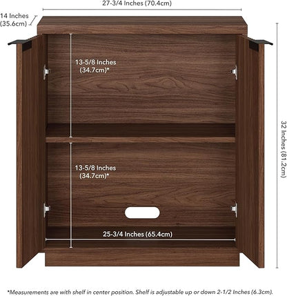 Henn&Hart 28" Wide Rectangular Accent Cabinet in Satin Walnut, for Home, Living Room, Bedroom, Entertainment Room, Office