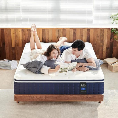Full Size Mattress 12 Inch, Coolvie Firm Mattress Hybrid in a Box with CertiPUR-US® Certified Foam, Individual Pocket Spring for Motion Isolation & Pressure Relief- Comfort Night Sleep-100-Night Trial