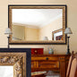 Vintage Gold Mirror 36”x24”, Black Decorative Mirror for Vanity with Gold Foil Carvings Solid Wooden Frame, Antique Handmade Aging, for Luxe Living Room, Entryway, Bathroom and Bedroom