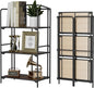 Crofy No Assembly Folding Bookshelf for Living Room, 3 Tier Black Collapsible Book Shelf for Home Office, Portable Bookcase Storage Organizer