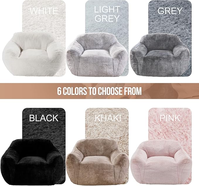 Giant Bean Bag Chair for Adults, Large Memory Foam BeanBag Chairs, Oversized Bean Bag Sofa with Filler, Faux Fur Big Reading Chair Comfy Floor Sofa Chair (Beige)