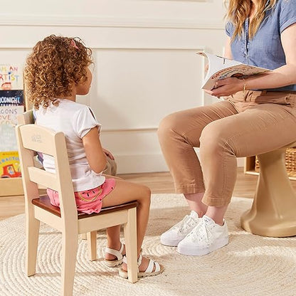 ECR4Kids Hideaway Table and Chair Set, Kids Furniture, Dark Walnut/Antique White, 3-Piece