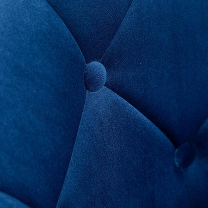 Roundhill Furniture Noas Velvet Upholstered Tufted Back Swivel Accent Chair, Blue