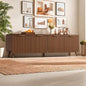 TV Stand for Up to 60" TVs, Modern Entertainment Center with 4 Cylindrical Stripe Doors, Media Console Table with Solid Wooden Legs, Modern TV Stand for Living Room, Bedroom, Walnut