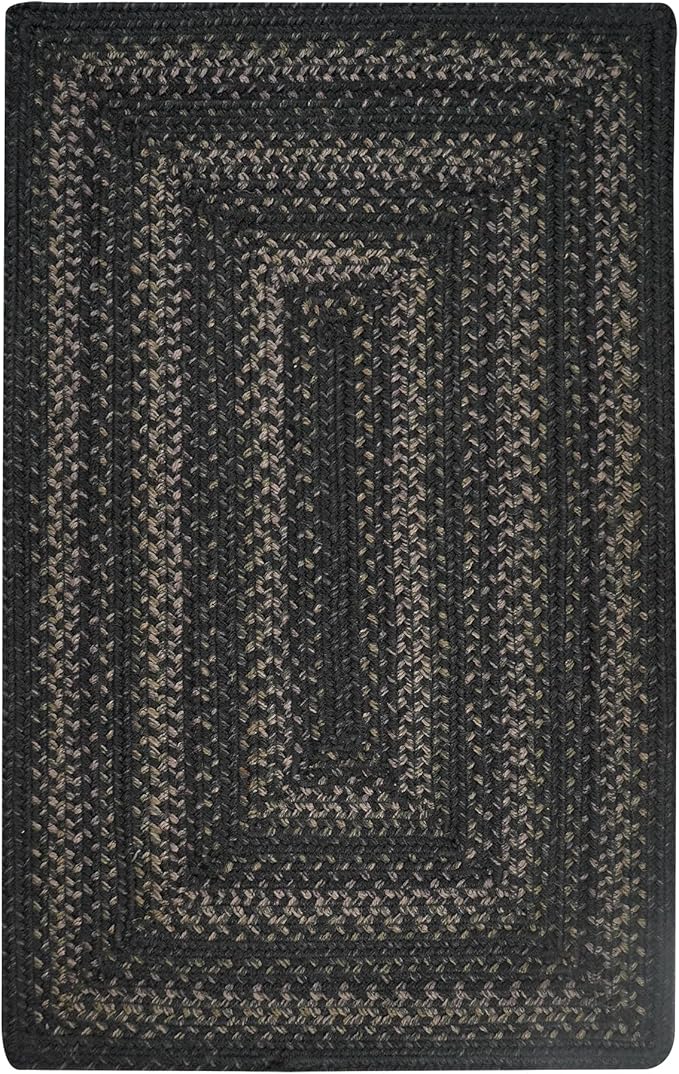 Homespice Jet Black Jute Rug 20x30 - Hand Braided Kitchen Rugs for Primitive Decor